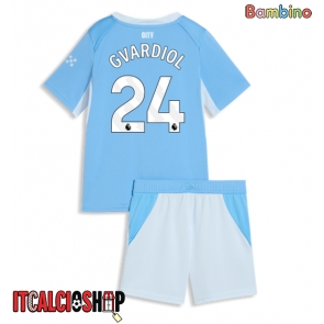 Manchester City Josko Gvardiol #24 Prima Maglia Bambino 2026-27 Manica Corta (+ Pantaloni corti)
